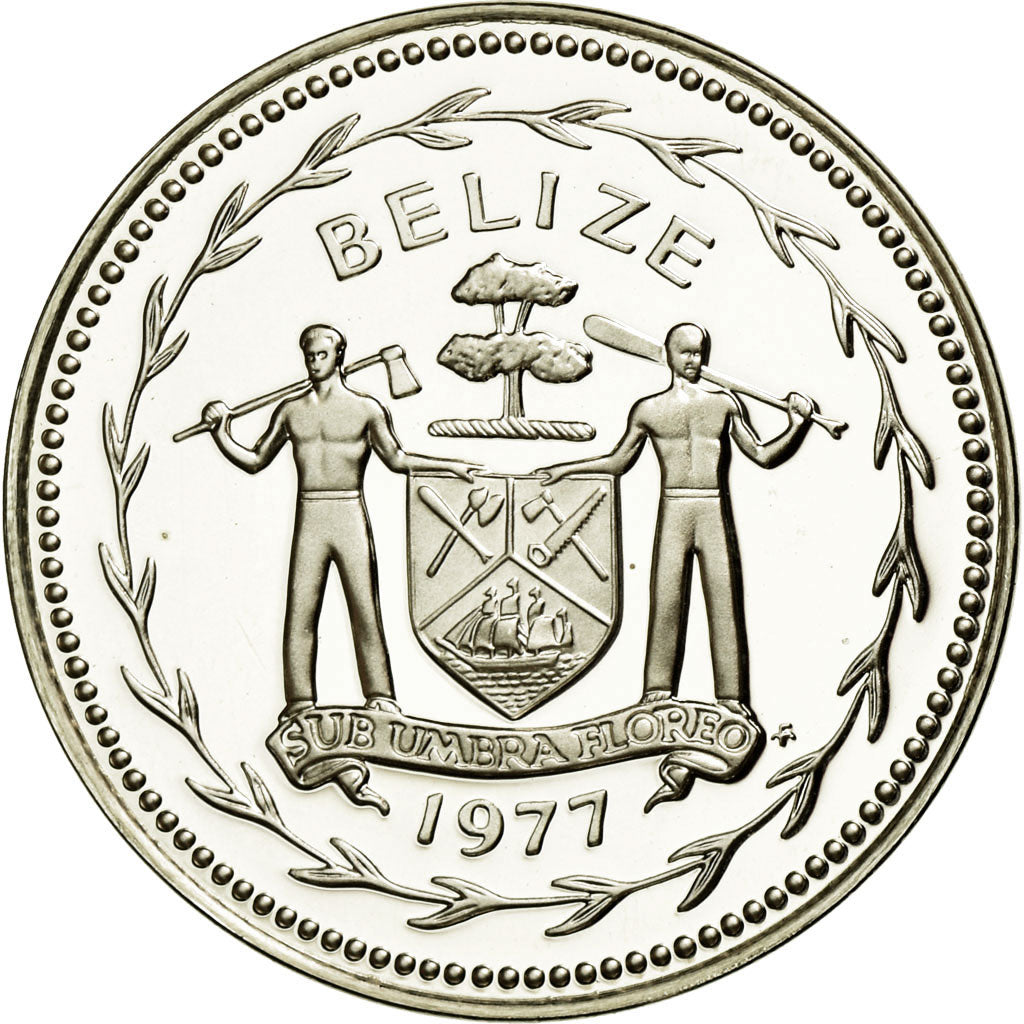 Coin, Belize, 5 Cents, 1977, Franklin Mint, MS(65-70), Silver, KM:47a