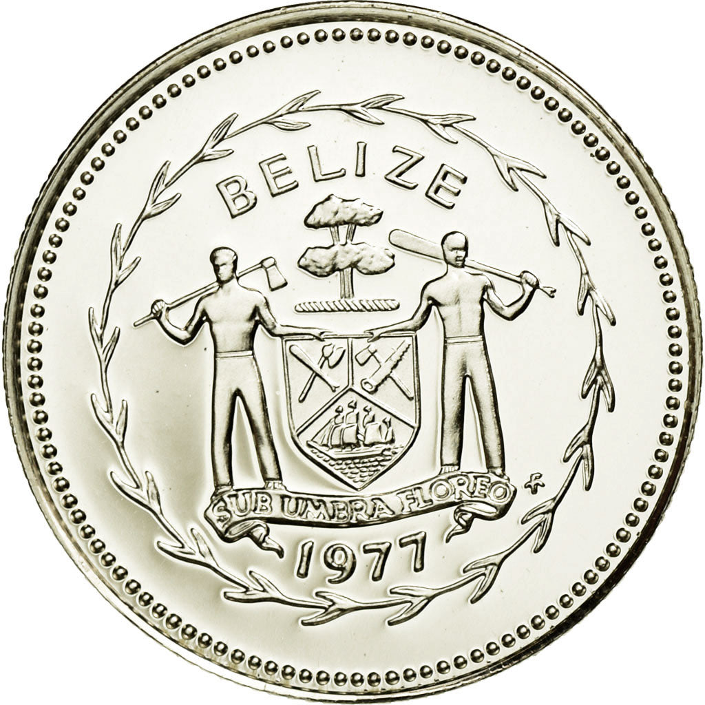 Coin, Belize, 10 Cents, 1977, Franklin Mint, MS(65-70), Silver, KM:48a