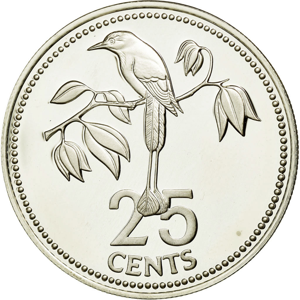 Coin, Belize, 25 Cents, 1977, Franklin Mint, MS(65-70), Silver, KM:49a