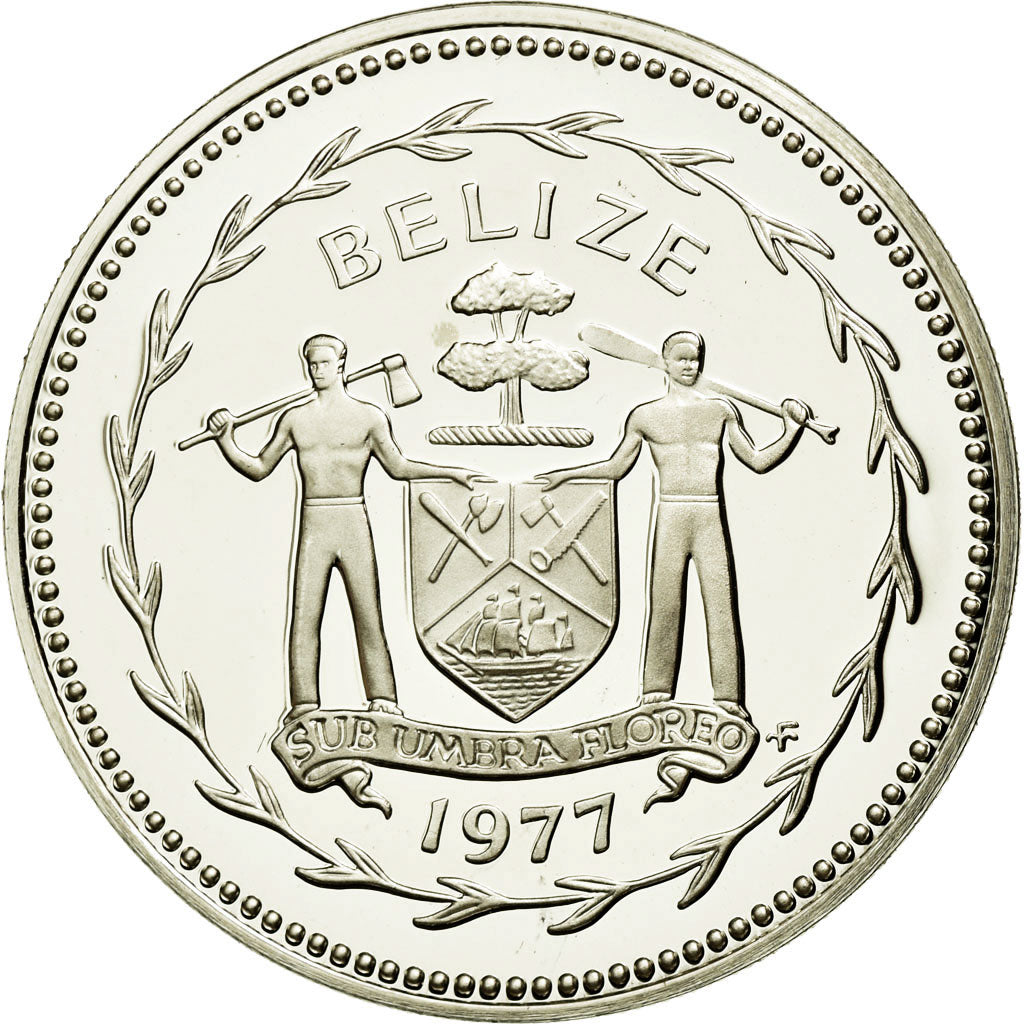 Coin, Belize, 50 Cents, 1977, Franklin Mint, MS(65-70), Silver, KM:50a