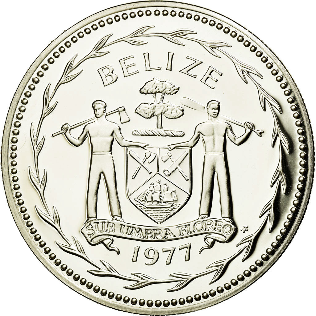 Coin, Belize, Dollar, 1977, Franklin Mint, MS(65-70), Silver, KM:43a