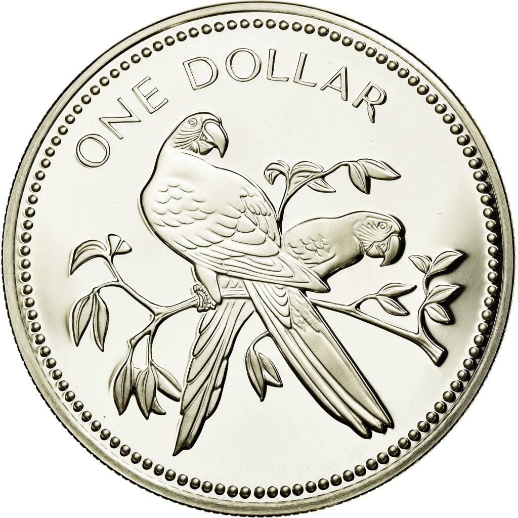 Coin, Belize, Dollar, 1977, Franklin Mint, MS(65-70), Silver, KM:43a