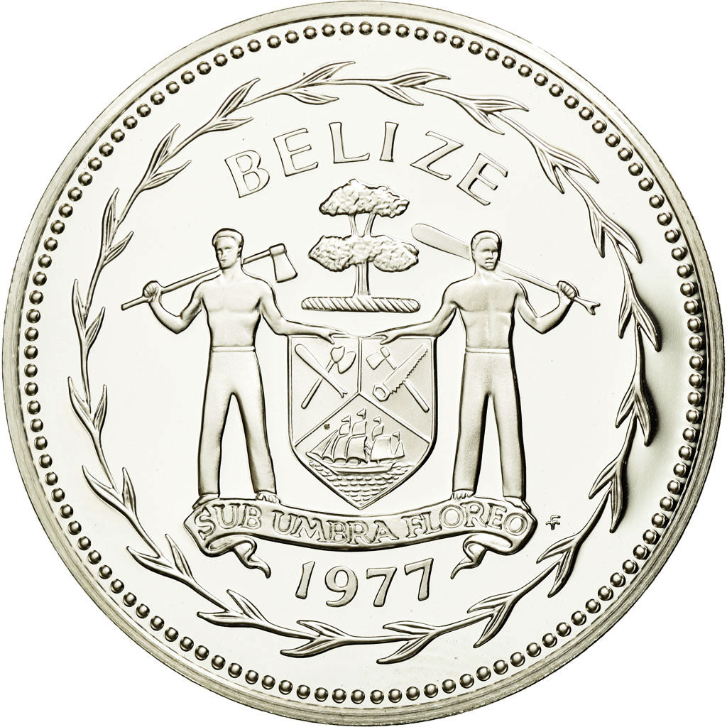 Coin, Belize, 10 Dollars, 1977, Franklin Mint, MS(65-70), Silver, KM:45a