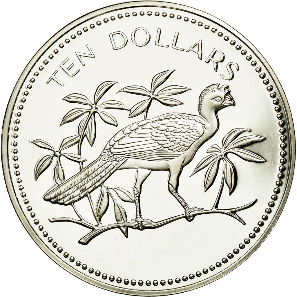 Coin, Belize, 10 Dollars, 1977, Franklin Mint, MS(65-70), Silver, KM:45a