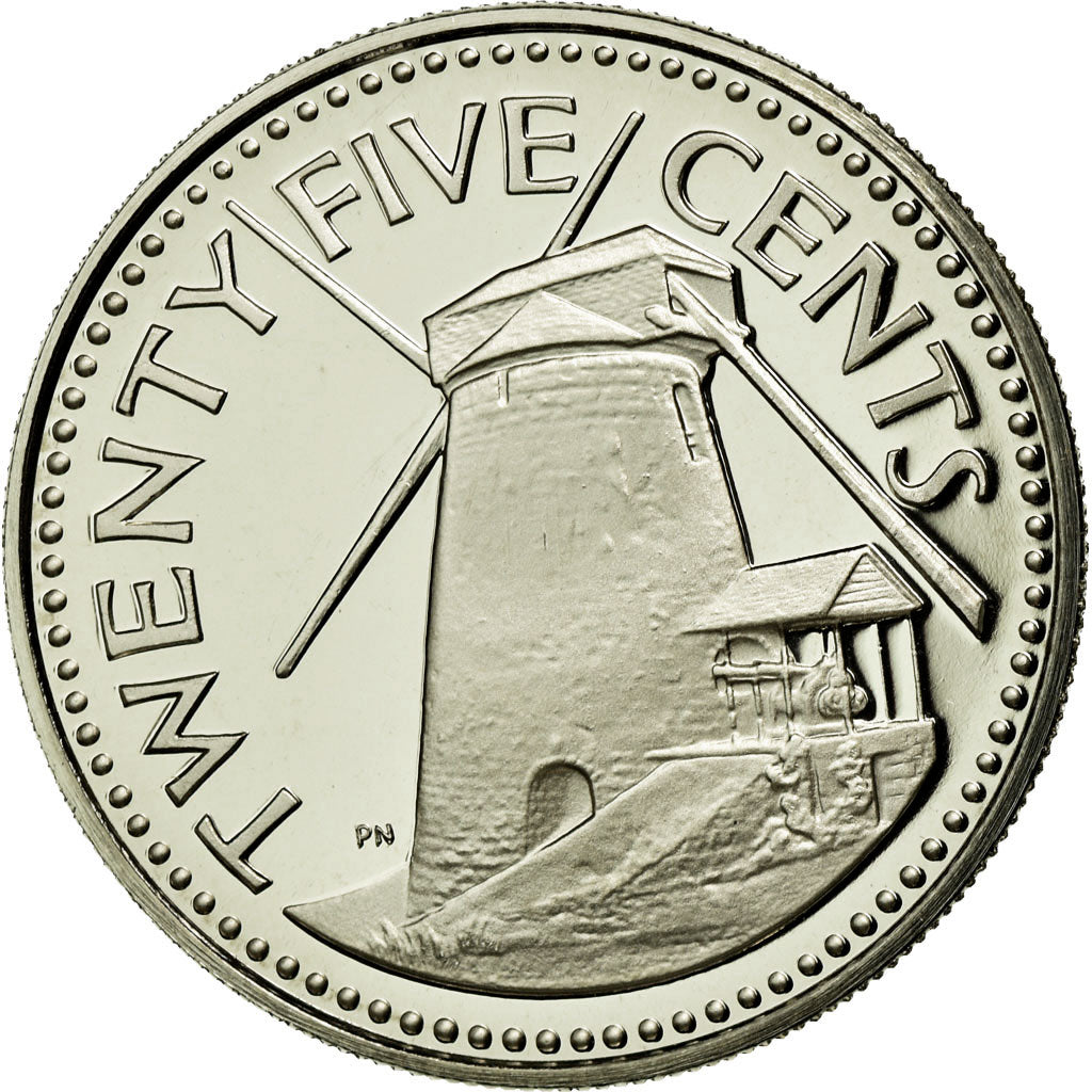 Coin, Barbados, 25 Cents, 1979, Franklin Mint, MS(65-70), Copper-nickel, KM:13