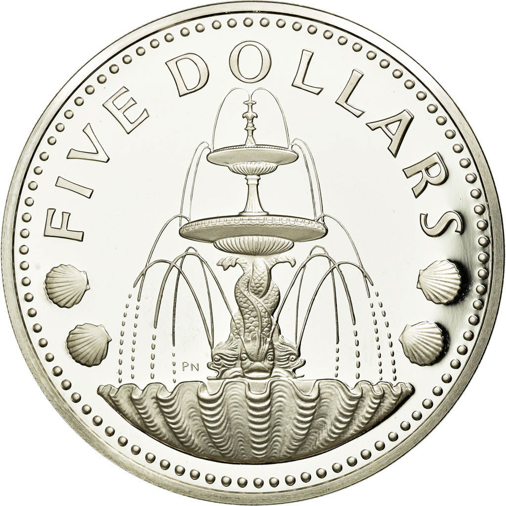 Coin, Barbados, 5 Dollars, 1979, Franklin Mint, MS(65-70), Silver, KM:16a
