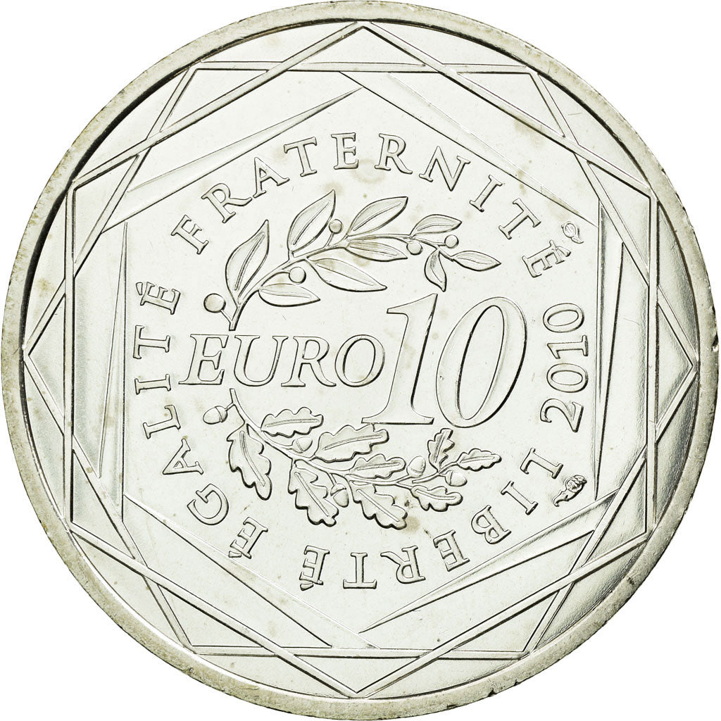 France, 10 Euro, Réunion, 2010, MS(63), Silver, KM:1669