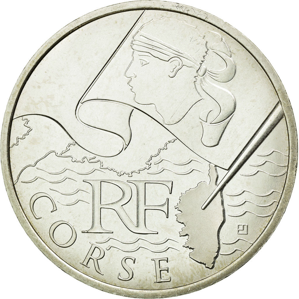 France, 10 Euro, Corse, 2010, MS(63), Silver, KM:1658