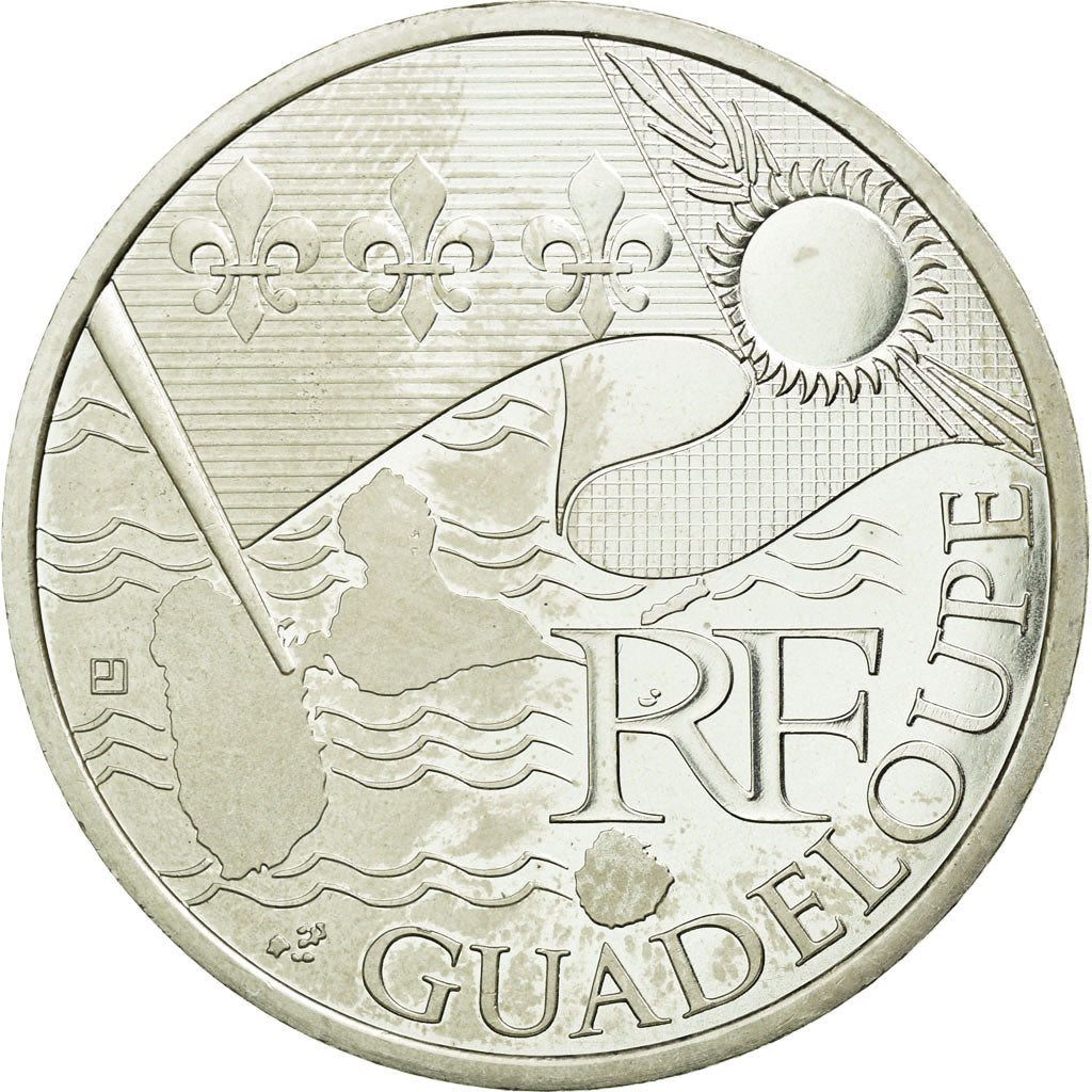 France, 10 Euro, Guadeloupe, 2010, MS(63), Silver, KM:1655
