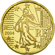 France, 20 Euro Cent, 2004, MS(65-70), Brass, KM:1286
