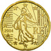 France, 20 Euro Cent, 2004, MS(65-70), Brass, KM:1286