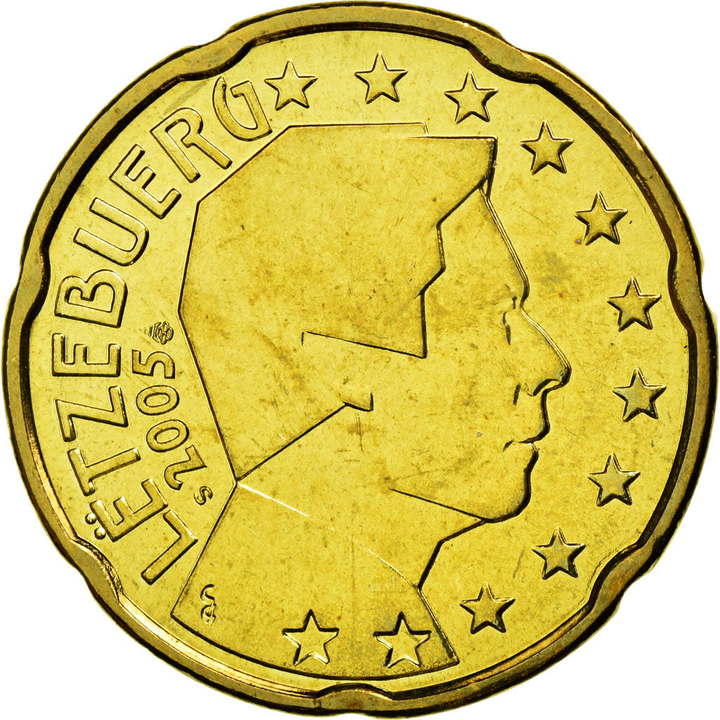 Luxembourg, 20 Euro Cent, 2005, MS(63), Brass, KM:79