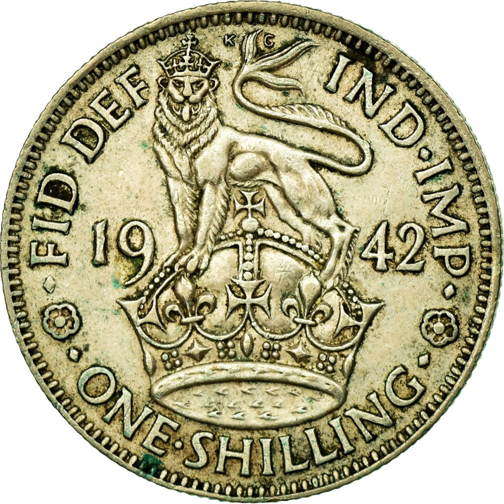 Coin, Great Britain, George VI, Shilling, 1942, EF(40-45), Silver, KM:853
