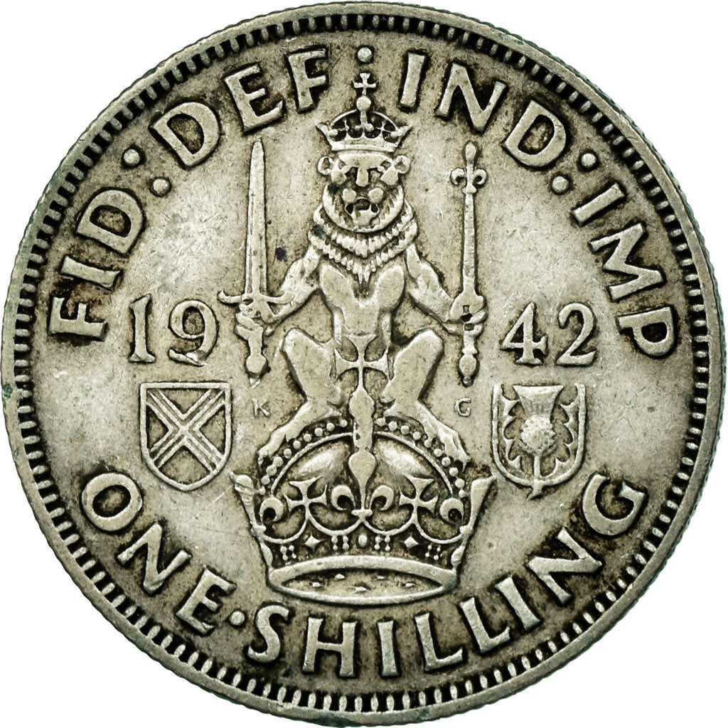 Coin, Great Britain, George VI, Shilling, 1942, EF(40-45), Silver, KM:854