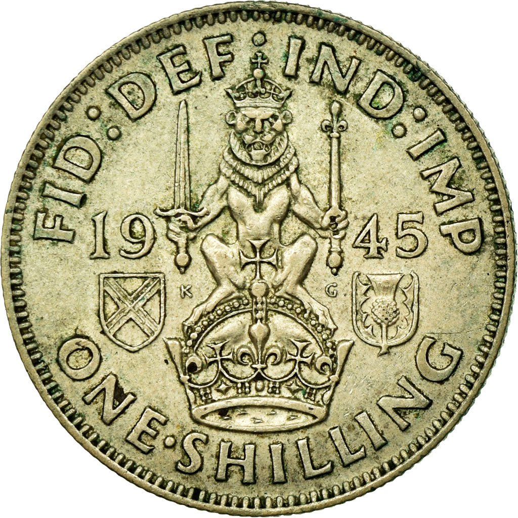 Coin, Great Britain, George VI, Shilling, 1945, EF(40-45), Silver, KM:854