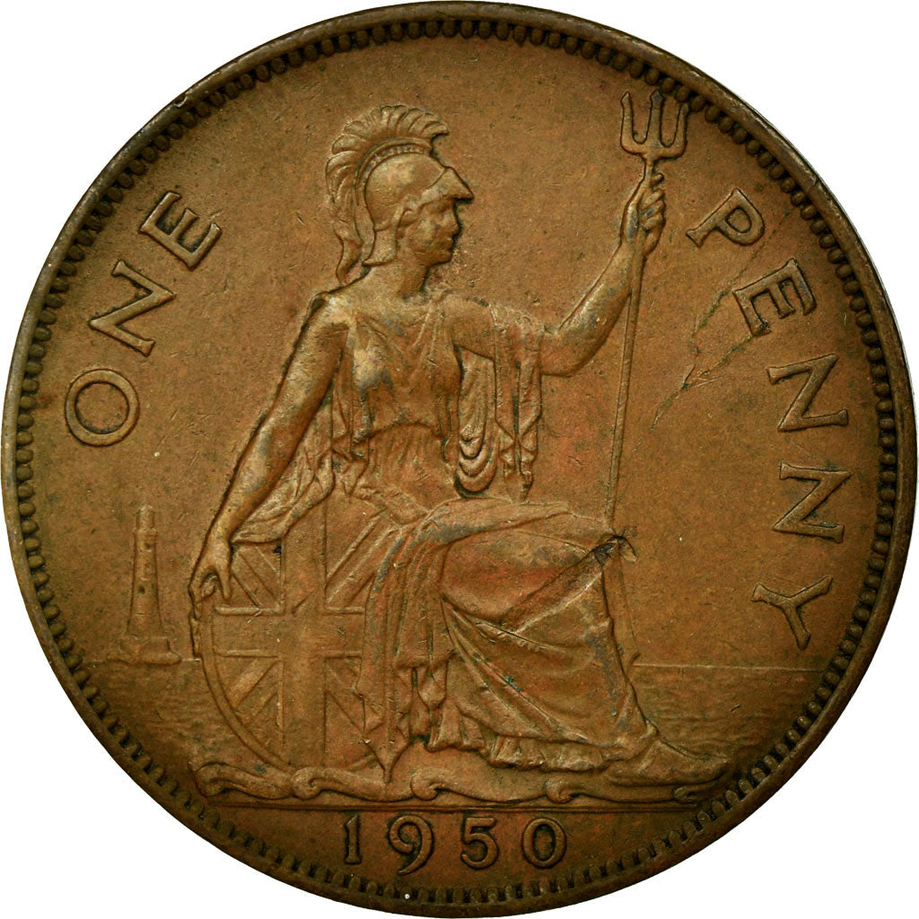 Coin, Great Britain, George VI, Penny, 1950, EF(40-45), Bronze, KM:869