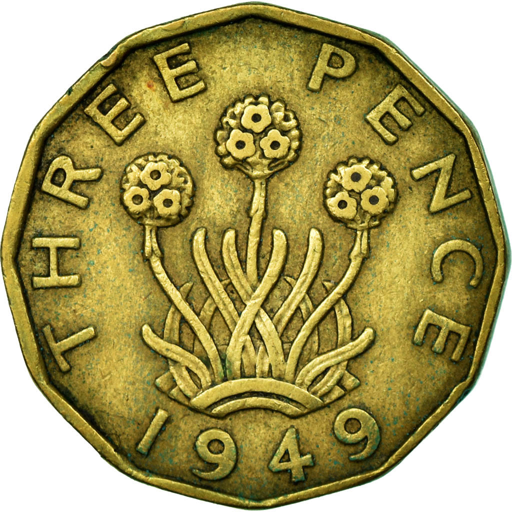 Monnaie, Grande-Bretagne, George VI, 3 Pence, 1949, TTB, Nickel-brass, KM:873