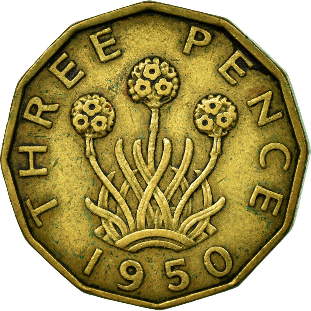Coin, Great Britain, George VI, 3 Pence, 1950, EF(40-45), Nickel-brass, KM:873