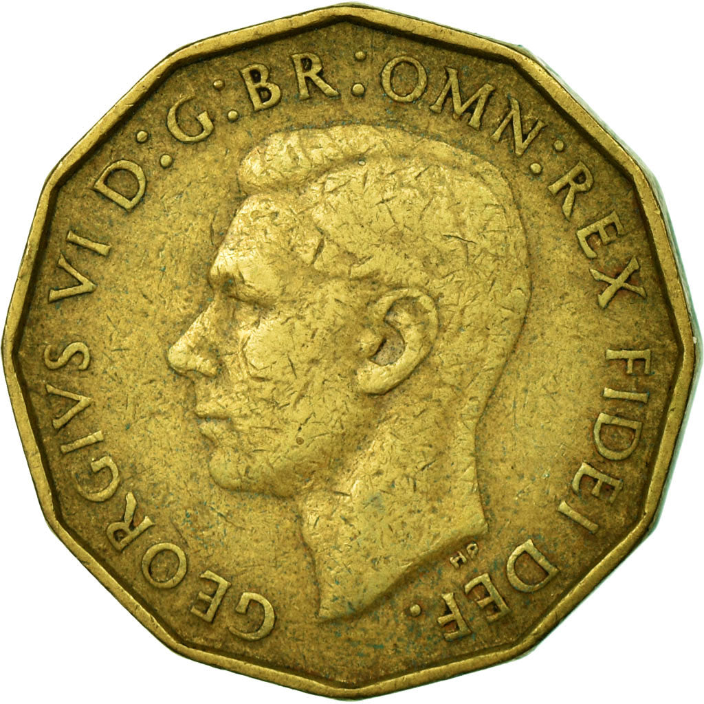 Monnaie, Grande-Bretagne, George VI, 3 Pence, 1951, TTB, Nickel-brass, KM:873