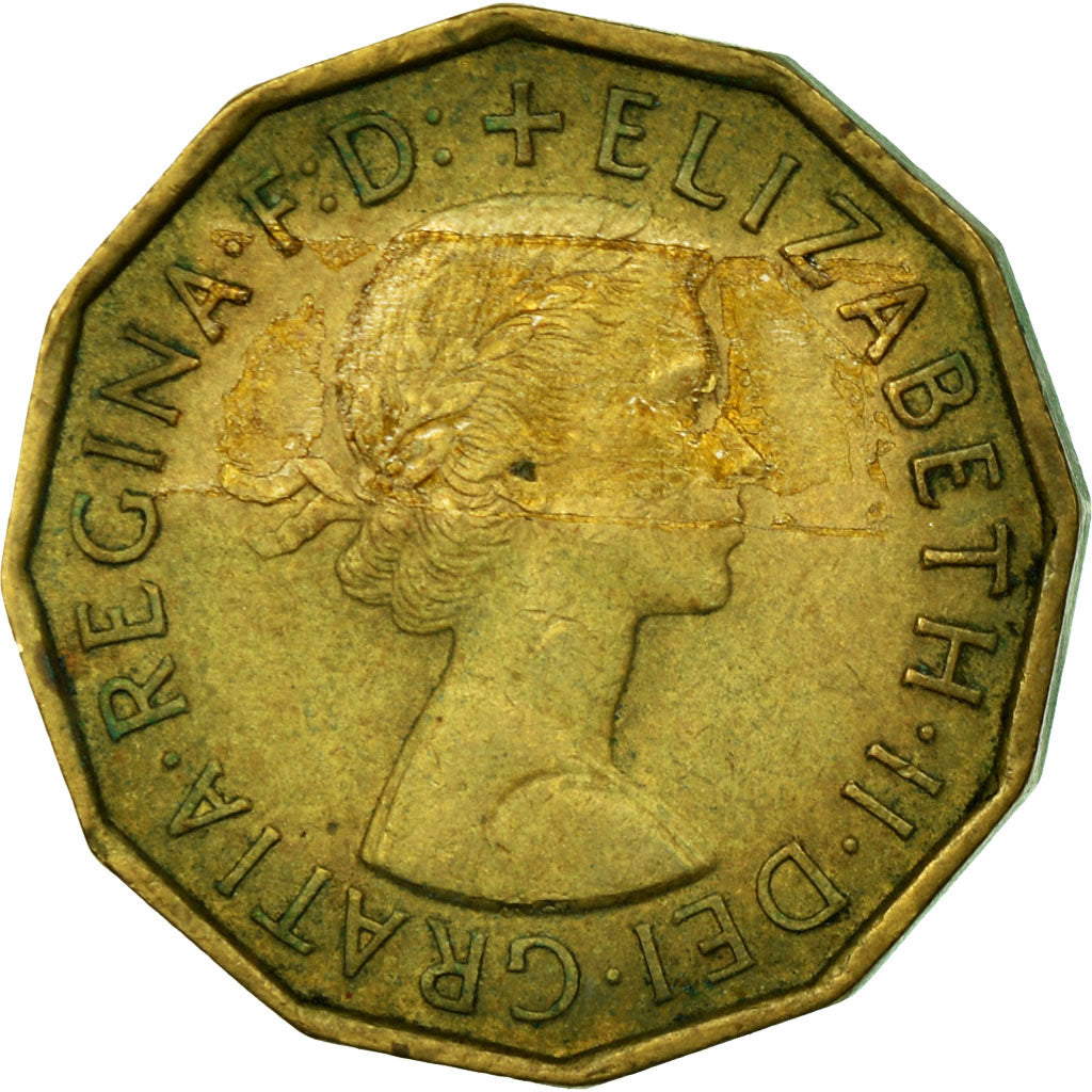Moneta, Gran Bretagna, Elizabeth II, 3 Pence, 1957, BB, Nichel-ottone, KM:900