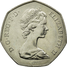 Coin, Great Britain, Elizabeth II, 50 Pence, 1973, AU(55-58), Copper-nickel