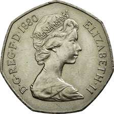 Coin, Great Britain, Elizabeth II, 50 New Pence, 1980, AU(55-58), Copper-nickel
