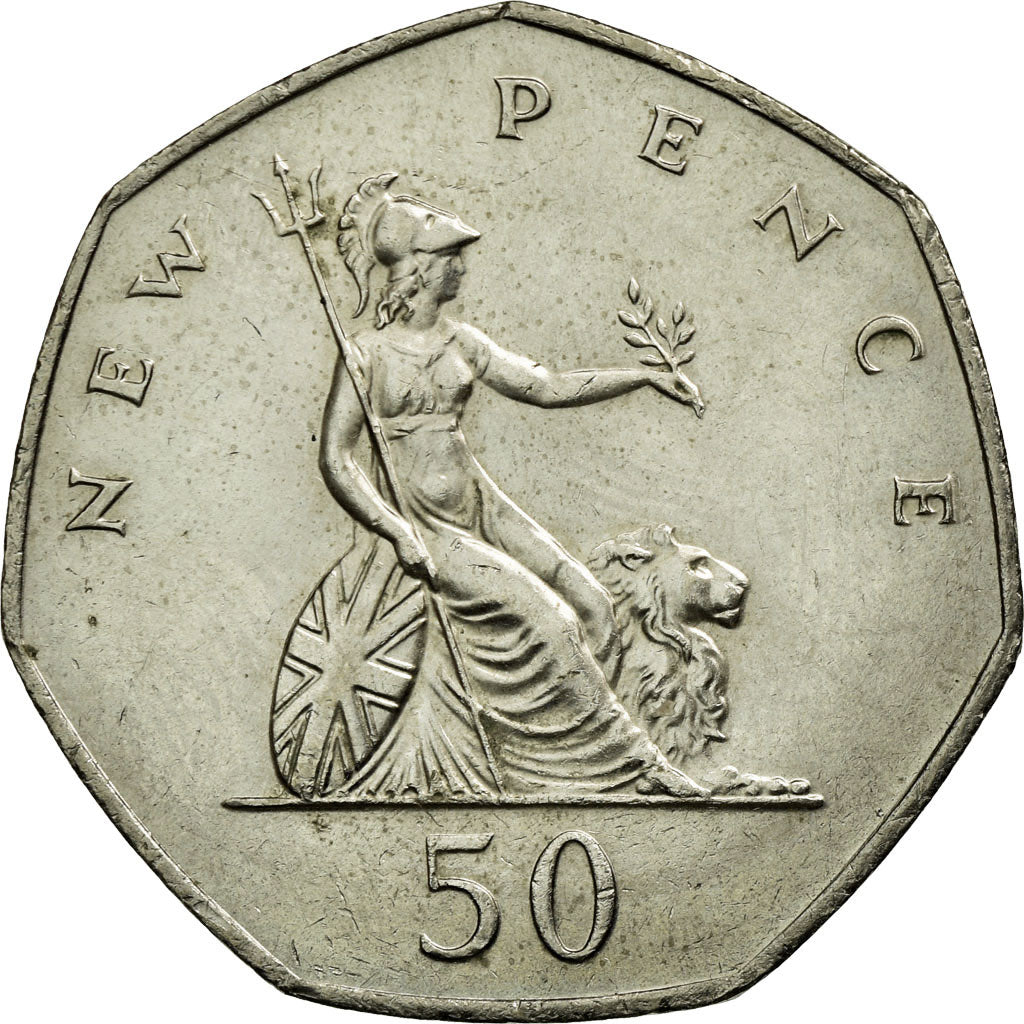 Coin, Great Britain, Elizabeth II, 50 New Pence, 1980, AU(55-58), Copper-nickel