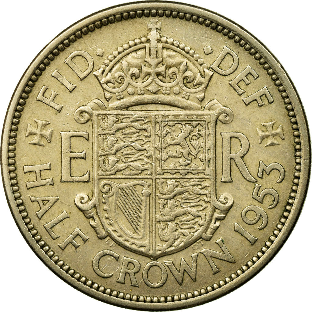 Coin, Great Britain, Elizabeth II, 1/2 Crown, 1953, EF(40-45), Copper-nickel