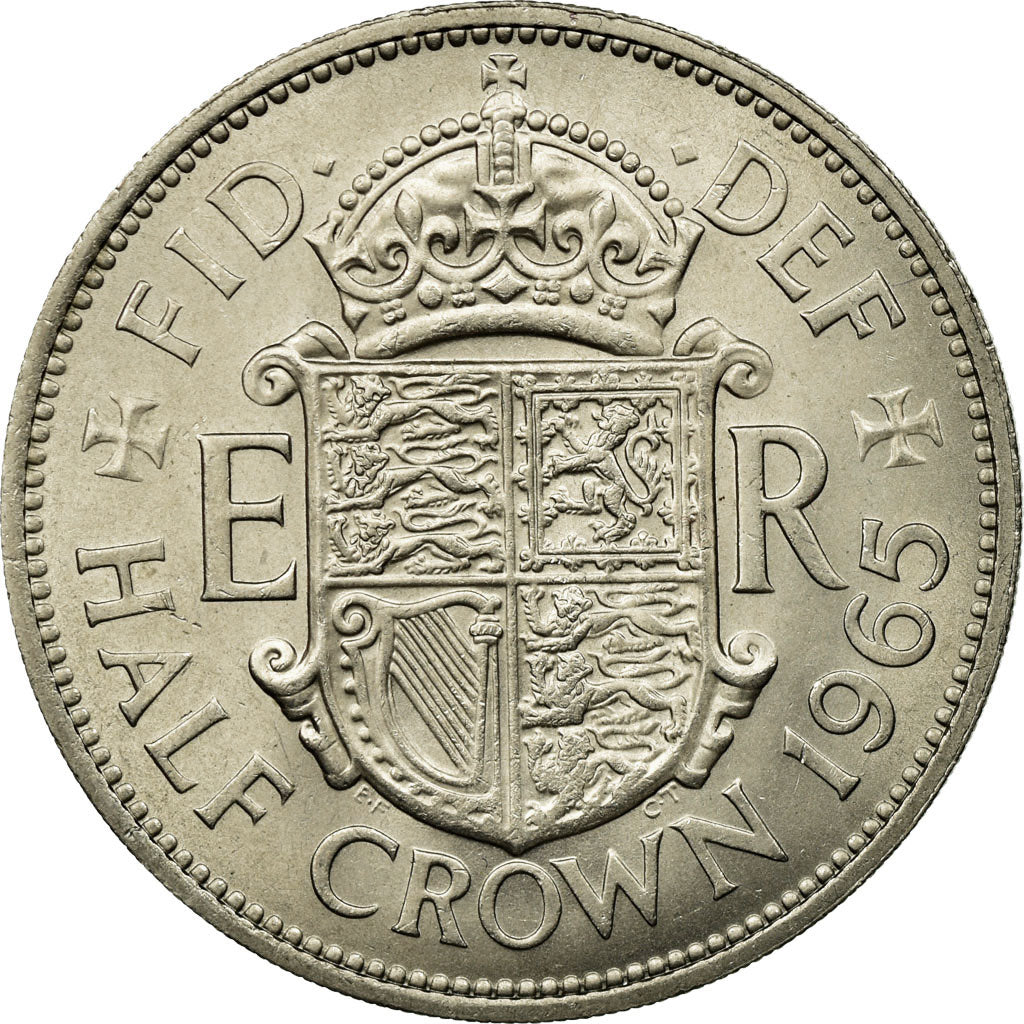 Coin, Great Britain, Elizabeth II, 1/2 Crown, 1965, EF(40-45), Copper-nickel