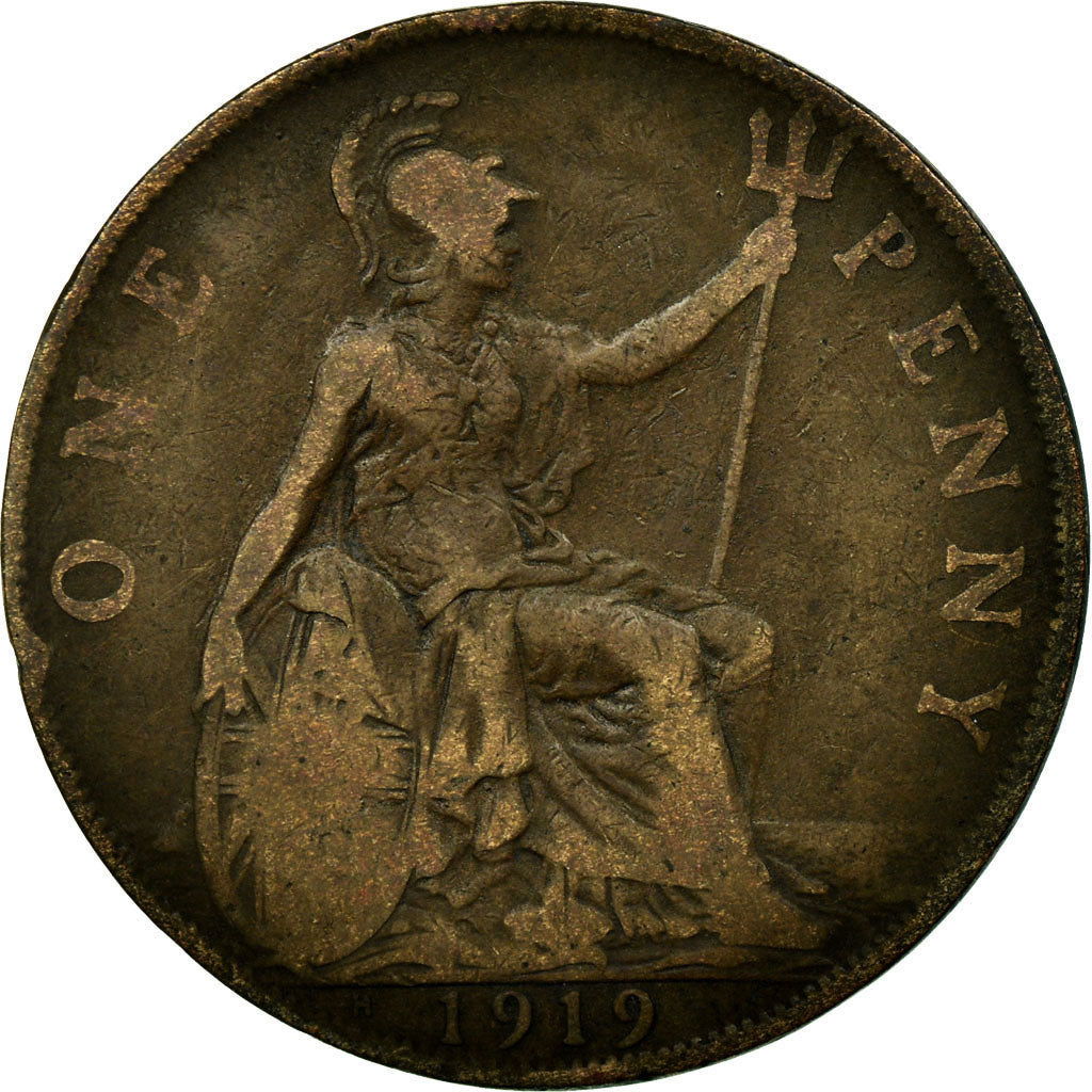 Munten, Groot Bretagne, George V, Penny, 1919, Heaton, FR+, Bronze, KM:810