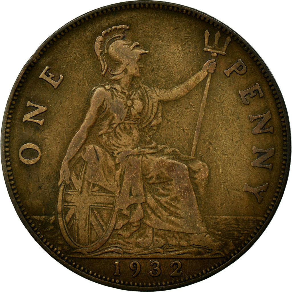 Coin, Great Britain, George V, Penny, 1932, VF(30-35), Bronze, KM:838