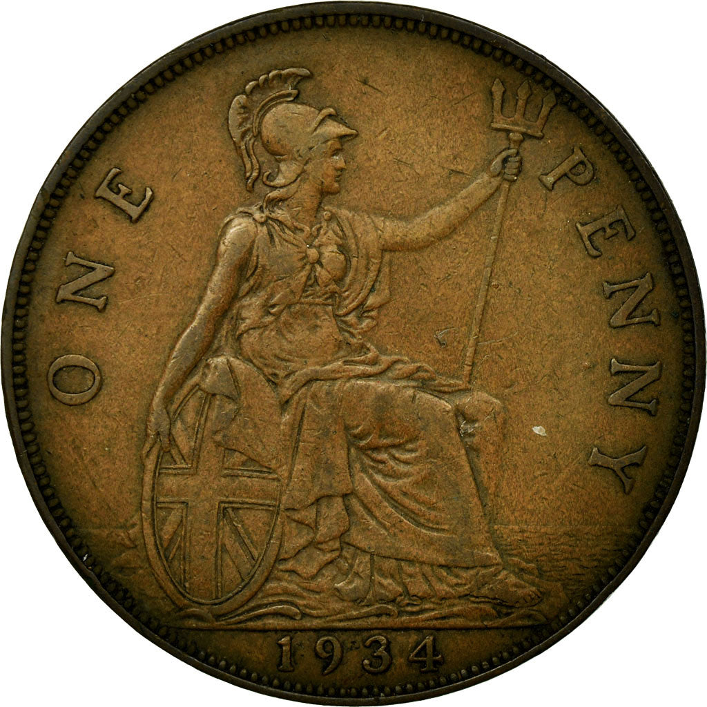 Monnaie, Grande-Bretagne, George V, Penny, 1934, TB+, Bronze, KM:838