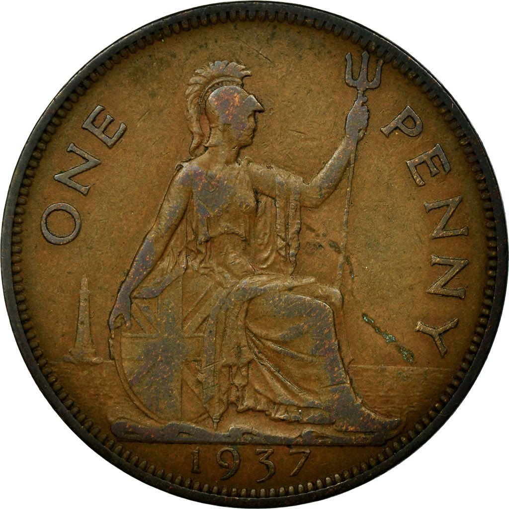Moneta, Gran Bretagna, Edward VIII, Penny, 1937, MB+, Bronzo, KM:Pn124