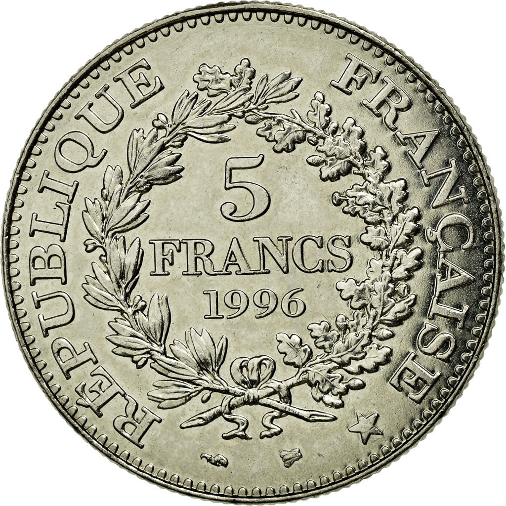 Coin, France, Hercule, 5 Francs, 1996, Paris, AU(55-58), Nickel, KM:1155