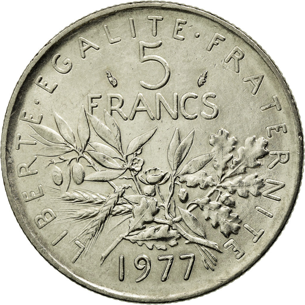 Coin, France, Semeuse, 5 Francs, 1977, Paris, AU(55-58), Nickel Clad