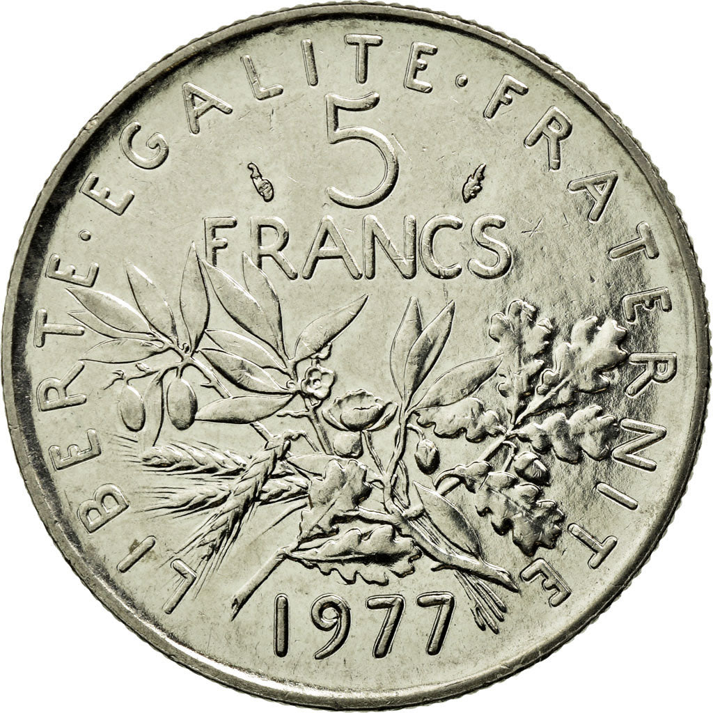 Coin, France, Semeuse, 5 Francs, 1977, Paris, AU(55-58), Nickel Clad