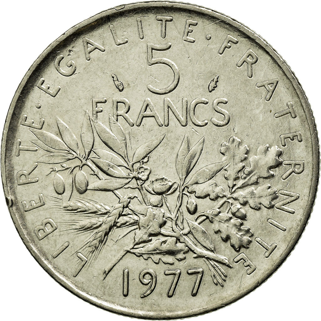 Coin, France, Semeuse, 5 Francs, 1977, Paris, AU(55-58), Nickel Clad