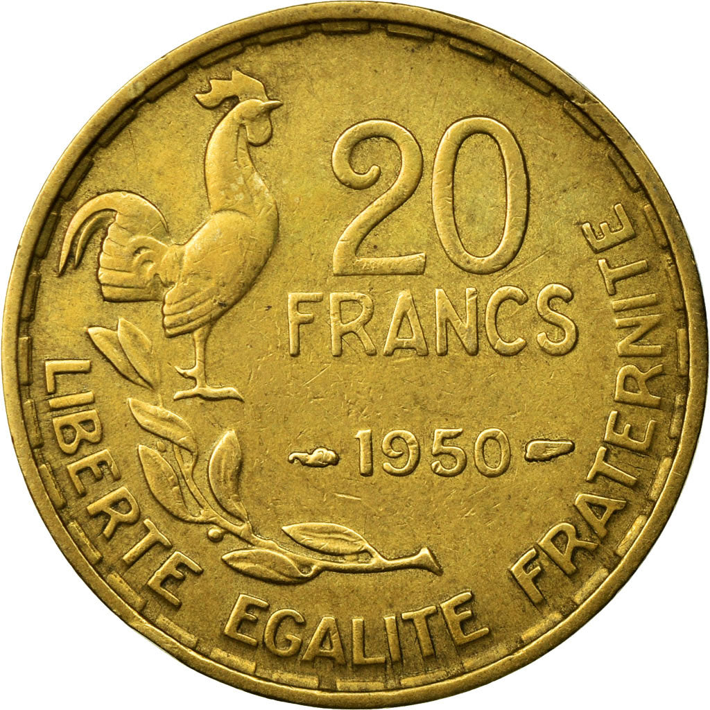 Moneta, Francja, Guiraud, 20 Francs, 1950, Paris, EF(40-45), Aluminium-Brąz