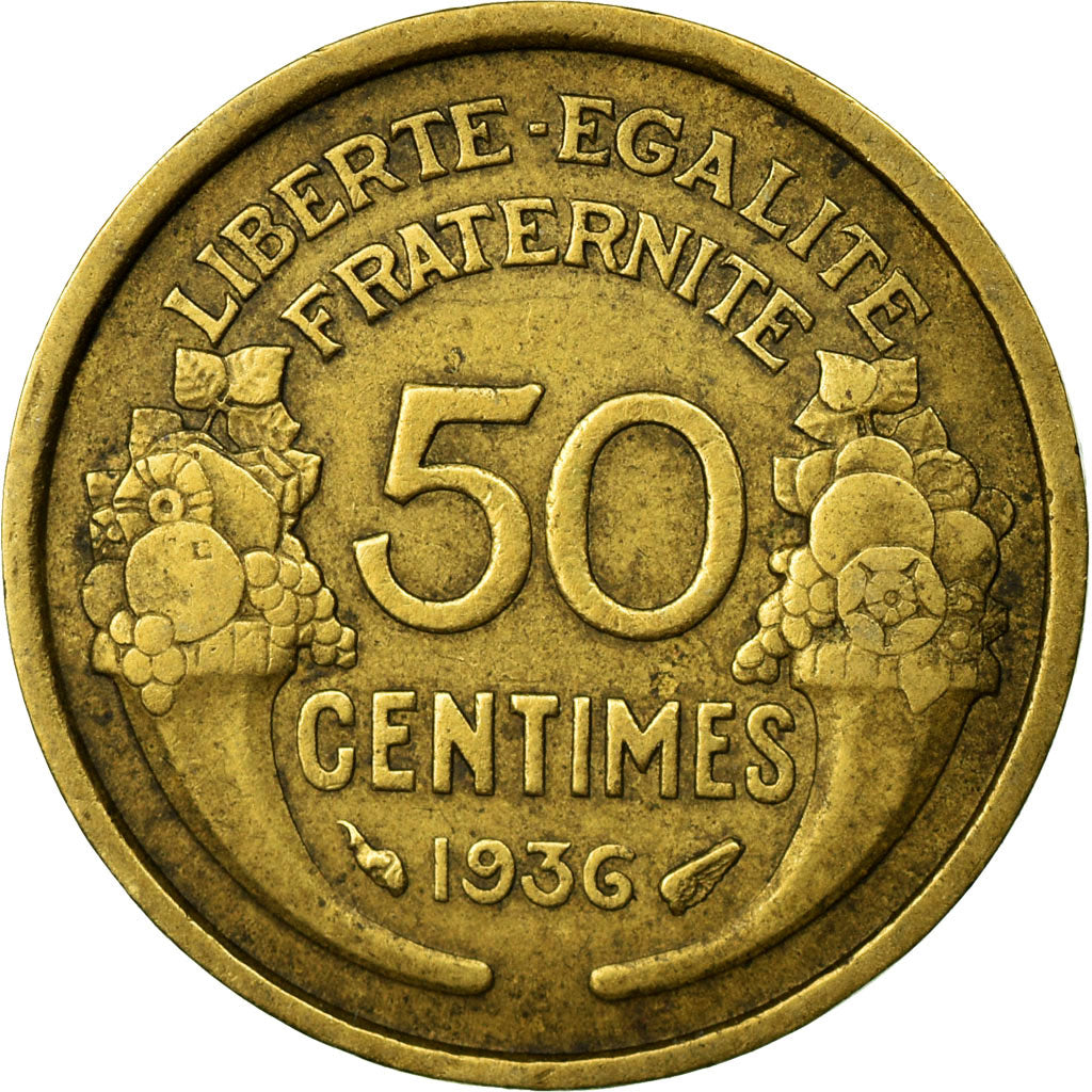Coin, France, Morlon, 50 Centimes, 1936, Paris, EF(40-45), Aluminum-Bronze
