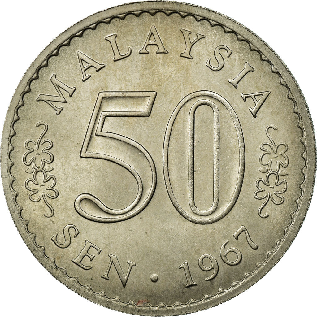 Coin, Malaysia, 50 Sen, 1967, AU(55-58), Copper-nickel, KM:5.1