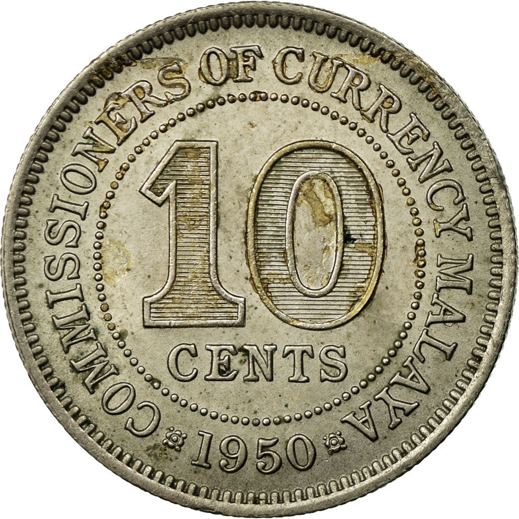 Monnaie, MALAYA, 10 Cents, 1950, TTB, Copper-nickel, KM:8