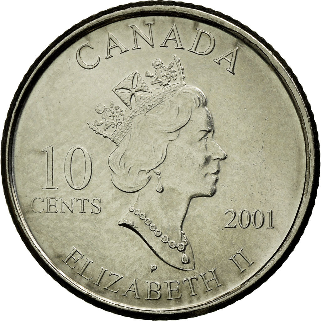 Moeda, Canadá, Elizabeth II, 10 Cents, 2001, Royal Canadian Mint, EF(40-45)