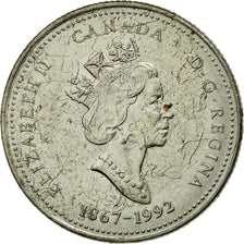 Coin, Canada, Elizabeth II, 25 Cents, 1992, Royal Canadian Mint, Ottawa