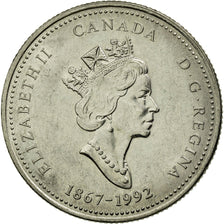 Coin, Canada, Elizabeth II, 25 Cents, 1992, Royal Canadian Mint, Ottawa