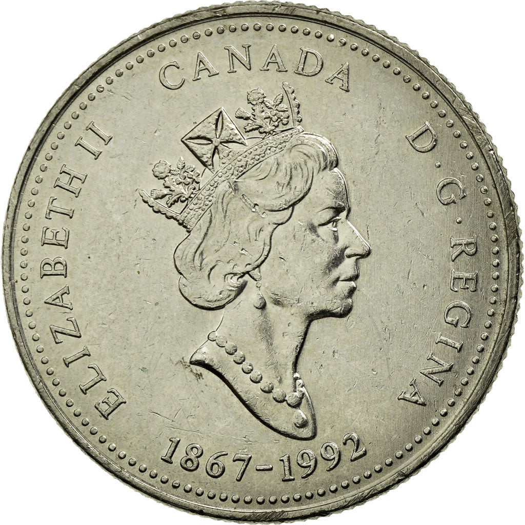 Coin, Canada, Elizabeth II, 25 Cents, 1992, Royal Canadian Mint, Ottawa