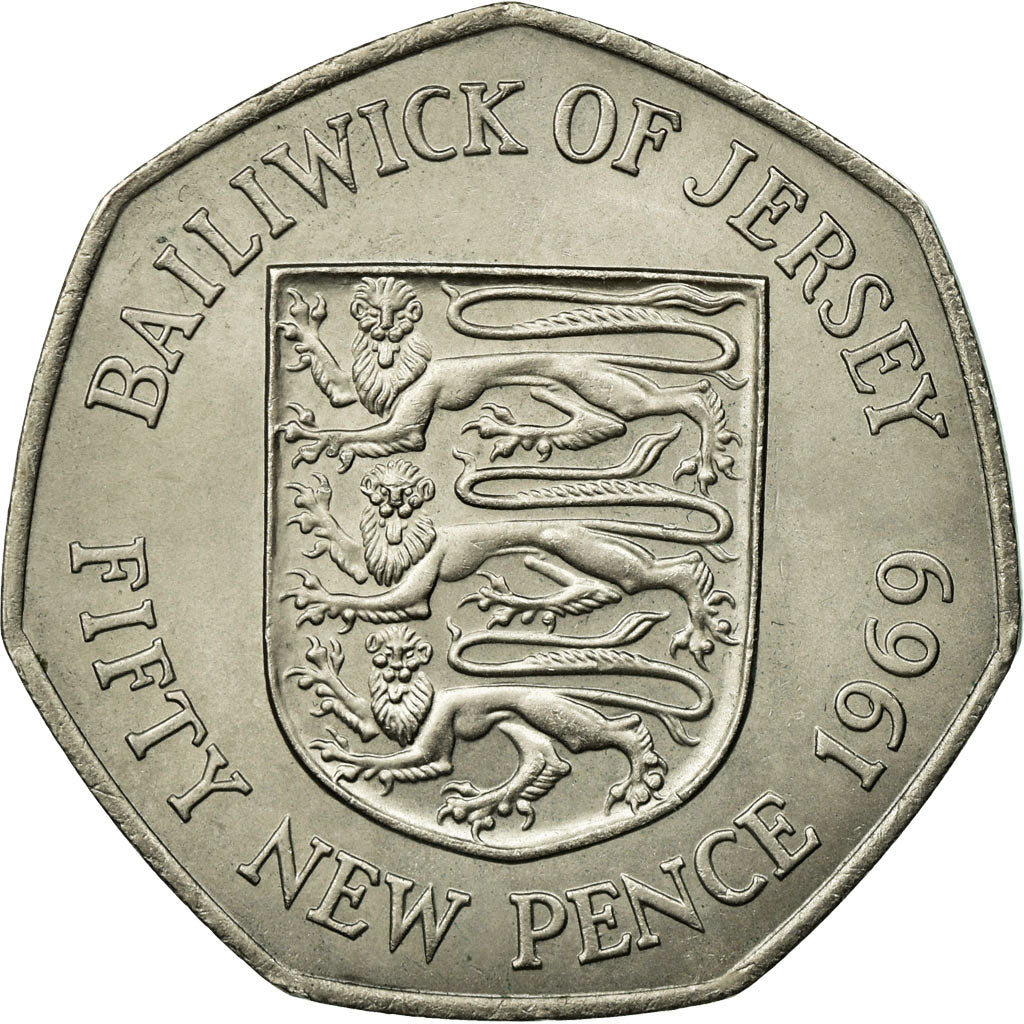 Monnaie, Jersey, Elizabeth II, 50 New Pence, 1969, SUP, Copper-nickel, KM:34