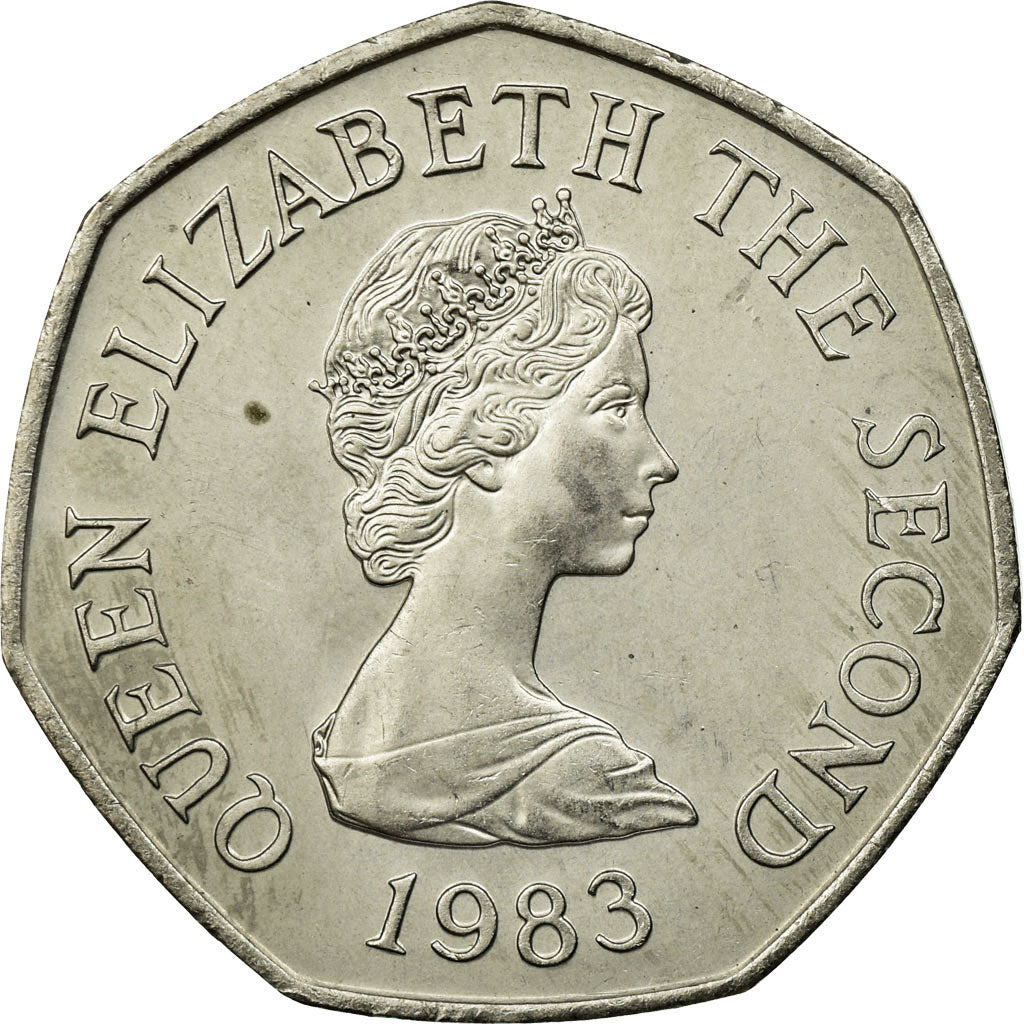 Coin, Jersey, Elizabeth II, 50 Pence, 1983, AU(55-58), Copper-nickel, KM:58.1