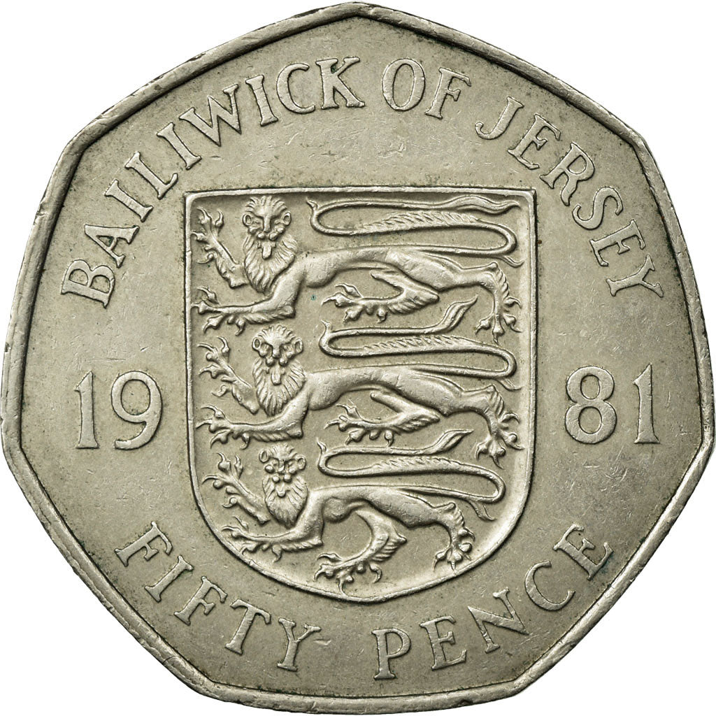 Coin, Jersey, Elizabeth II, 50 Pence, 1981, EF(40-45), Copper-nickel, KM:50