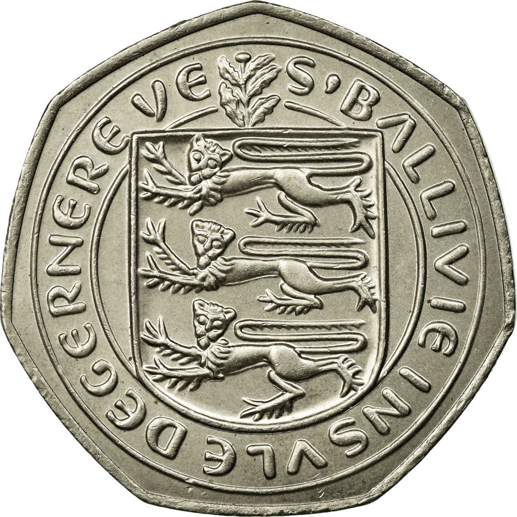 Coin, Guernsey, Elizabeth II, 50 Pence, 1984, EF(40-45), Copper-nickel, KM:34