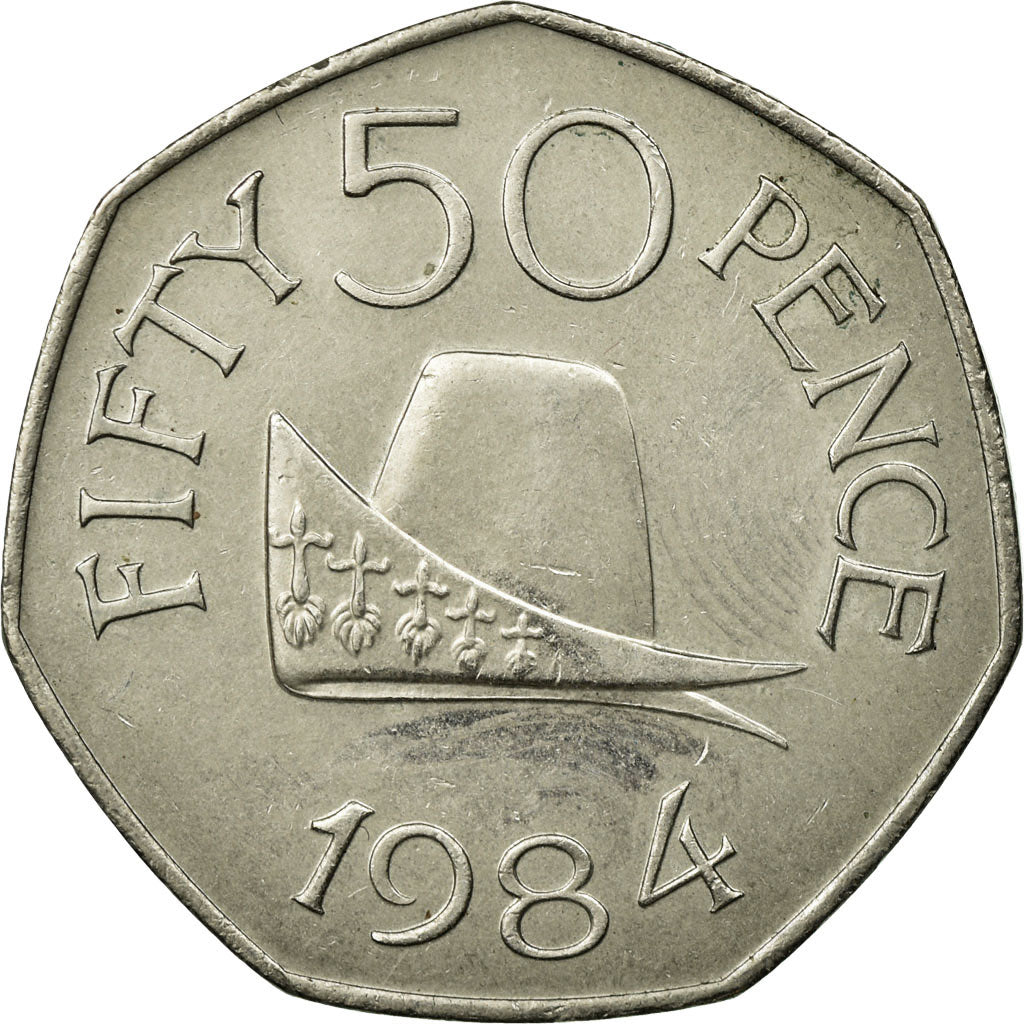 Coin, Guernsey, Elizabeth II, 50 Pence, 1984, EF(40-45), Copper-nickel, KM:34